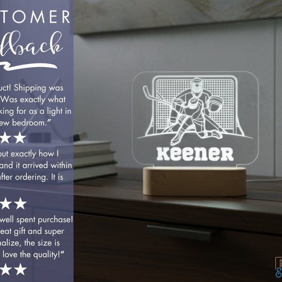 Custom Hockey LED Lamp – Unique Sports-Themed Nightlight - Picture 7 of 8